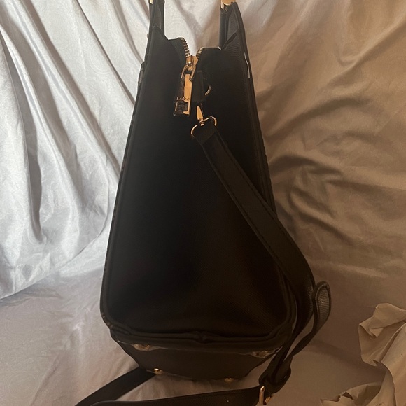 Bebe Black and Gold Monogram Shoulder Bag - Picture 6 of 7